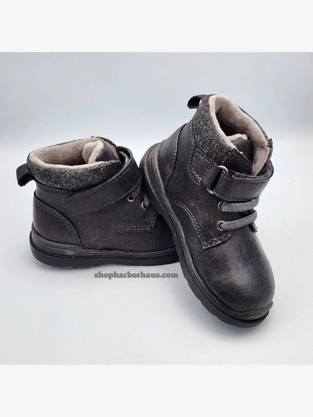 Black Ankle Strap Lace-Up Boots | Kid's 7